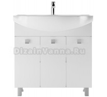 Тумба с раковиной Айсберг Мега 85 напольная, белая, раковина Элеганс