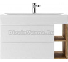 Тумба с раковиной Домино Frost 80 подвесная, белая, раковина Absolute