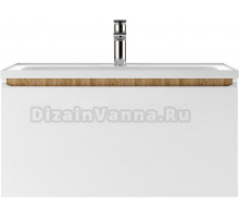 Тумба с раковиной Домино Senator 80 подвесная, дуб вотан, белая, раковина Absolute