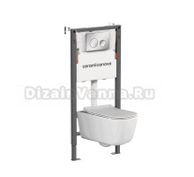 Комплект Ceramicanova Унитаз подвесной New Day CN3005 безободковый, с микролифтом + Инсталляция Balance CN121001CH с кнопкой Circle глянцевый хром
