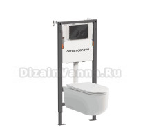 Комплект Ceramicanova Унитаз подвесной Ulma Rimless CN4006 безободковый, с микролифтом + Инсталляция Balance CN121001MB с кнопкой Circle матовой черной