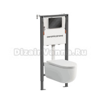 Комплект Ceramicanova Унитаз подвесной Ulma Rimless CN4006 безободковый, с микролифтом + Инсталляция Balance CN121002MB с кнопкой Square матовой черной