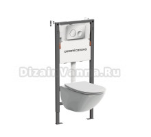 Комплект Ceramicanova Унитаз подвесной Mono CN1905 безободковый, с микролифтом + Инсталляция Balance CN121001CH с кнопкой Circle глянцевый хром