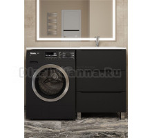 Тумба с раковиной Uperwood Tanos 120 напольная, 3 ящика, под стиральную машину, матовая черная