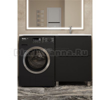 Тумба с раковиной Uperwood Tanos 120 напольная, 2 ящика, под стиральную машину, матовая черная