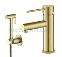 Комплект для раковины Timo Saona 2360/17G с гигиеническим душем, матовое золото