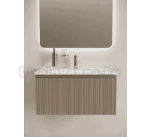 Тумба под раковину в ванную подвесная Sancos Code 785х453х400, c одним ящиком, цвет серо-бежевый, CD80GB