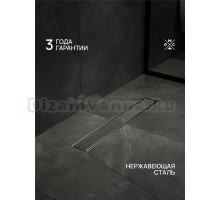 Душевой трап (лоток) РМС ТЛ02Ч 50х7 50 см, решетка матовая черная, с сифоном, под плитку