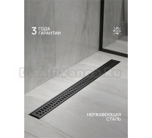 Душевой трап (лоток) РМС ТЛ03Ч 80х7 80 см, решетка матовая черная, с сифоном