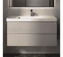 Тумба с раковиной AQUAme S1 100 подвесная, 2 ящика, бежевая