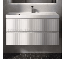 Тумба с раковиной AQUAme S1 100 подвесная, 2 ящика, белый глянец