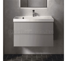 Тумба с раковиной AQUAme S1 80 подвесная, 2 ящика, серая