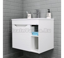 Тумба с раковиной Айсберг Агата 60 подвесная, без ящика, глянцевая белая