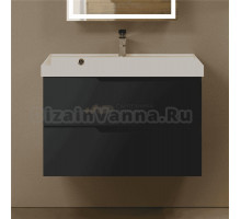 Тумба с раковиной AQUAme S3 80 подвесная, 2 ящика, антрацит