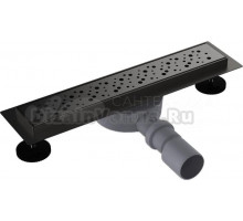 Душевой трап (лоток) Aquant LTD1241-2-MR 40 см, решетка матовая черная, с сифоном