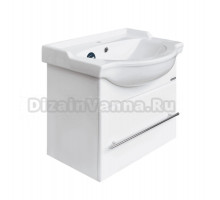 Тумба с раковиной Sanita Лидер 55 подвесная, глянцевая белая