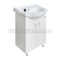 Тумба с раковиной Sanita Идеал 55 напольная, 2 дверки, глянцевая белая