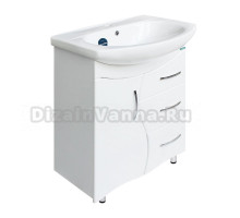 Тумба с раковиной Sanita Лира 65 напольная, глянцевая белая