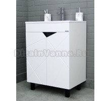 Тумба с раковиной Домино Vector 70 напольная, белая, раковина Absolute