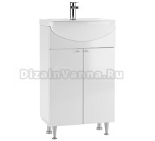 Тумба с раковиной Домино Промо 55 напольная, белая, раковина Исеть