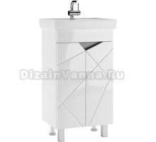 Тумба с раковиной Домино Vector 50 напольная, белая, раковина Томь