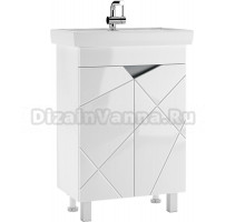 Тумба с раковиной Домино Vector 60 напольная, белая, раковина Томь