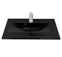 Мебельная раковина Stella Polar Корвет 89 накладная, черный металлик, прямоугольная, искусственная мрамор