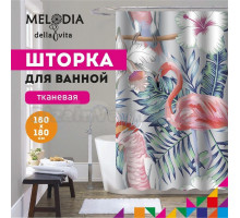 Шторка для ванной комнаты 180x180 "Фламинго в цветах" Melodia Della Vita MZ-104