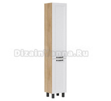 Шкаф-пенал для ванной с зеркалом EQUIL Lago 35 белый, дуб сонома