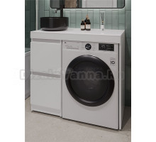 Тумба с раковиной Orange Sistema 100 глянцевая белая, с черной раковиной