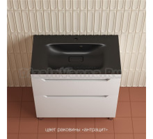 Тумба с раковиной Style Line Остин 80 напольная, белая эмаль plus, раковина Фортуна 80 антрацит