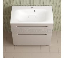 Тумба с раковиной Style Line Остин 80 напольная, крем эмаль plus, раковина Фортуна 80 белая