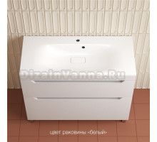 Тумба с раковиной Style Line Остин 100 напольная, белая эмаль plus, раковина Фортуна 100 белая