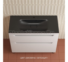 Тумба с раковиной Style Line Остин 100 напольная, белая эмаль plus, раковина Фортуна 100 антрацит