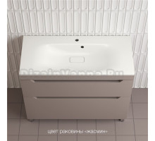 Тумба с раковиной Style Line Остин 100 напольная, тауп темный эмаль plus, раковина Фортуна 100 жасмин