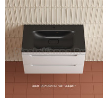 Тумба с раковиной Style Line Остин 80 подвесная, белая эмаль plus, раковина Фортуна 80 антрацит