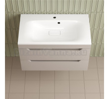 Тумба с раковиной Style Line Остин 80 подвесная, крем эмаль plus, раковина Фортуна 80 белая