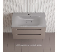 Тумба с раковиной Style Line Остин 80 подвесная, тауп темный эмаль plus, раковина Фортуна 80 серый шелк