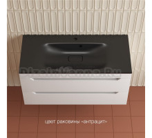 Тумба с раковиной Style Line Остин 100 подвесная, белая эмаль plus, раковина Фортуна 100 антрацит