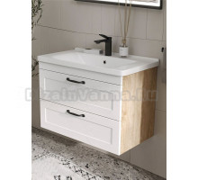 Тумба с раковиной EQUIL Lago 80.2Y подвесная, белый софт, дуб сонома