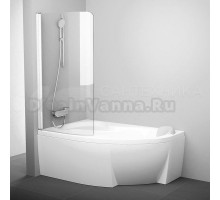 Шторка на ванну Ravak Rosa CVSK1 160/170 L профиль белый, прозрачное стекло Transparent