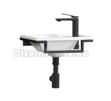 Консоль с раковиной Belux Мини 40 подвесная, цвет консоли черный, сифон круглый, черный