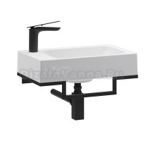 Консоль с раковиной Belux Темпо 50 R подвесная, цвет консоли черный, сифон квадратный, черный