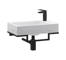 Консоль с раковиной Belux Темпо 50 L подвесная, цвет консоли черный, сифон квадратный, черный