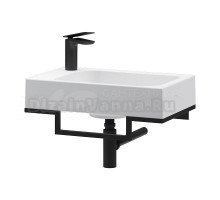 Консоль с раковиной Belux Темпо 50 R подвесная, цвет консоли черный, сифон круглый, черный