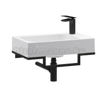 Консоль с раковиной Belux Темпо 50 L подвесная, цвет консоли черный, сифон круглый, черный