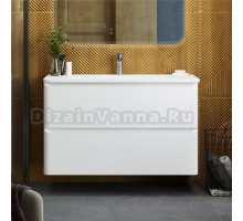 Тумба с раковиной Art&Max Sanremo 100 подвесная, 2 ящика, белая глянцевая