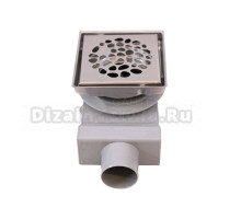 Душевой трап Plumberia Selection PS Stones PSS13MT 13x13, в пол, матовая нержавеющая сталь, с сифоном