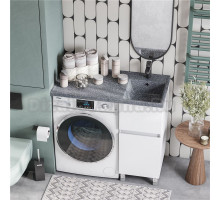 Тумба под раковину без столешницы AQUATON Лайн 40 под стиральную машину, напольная, глянцевая белая