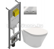 Комплект 3 в 1 Унитаз подвесной Jacob Delafon Rodin+ EDY102-00 + Сиденье E23280-00 с микролифтом + Инсталляция с кнопкой E21822-CP цвет хром